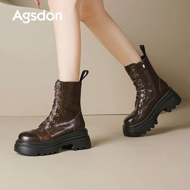 Auge Lion Den Martin botas mujeres 2026 nuevo otoño británico botas casuales con suela gruesa, botas medianas Maillard
