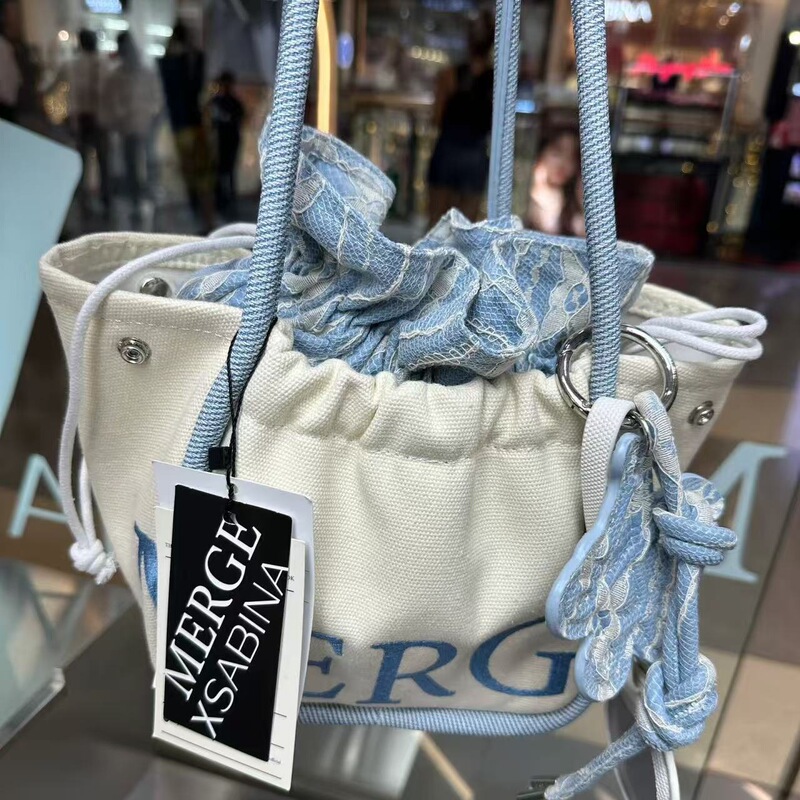 2025 Thailand Merge Canvas Tote Bag Miu Series Pendant Handbag Women's Shoulder Bag Large Capacity Mother-In-Law Bag