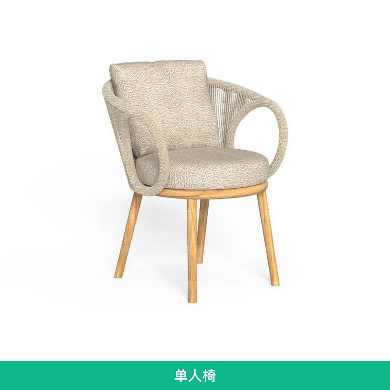 Conjunto de muebles de exterior de ratán para patio, balcón, jardín, villa, muebles de ocio al aire libre, silla de ratán de teca