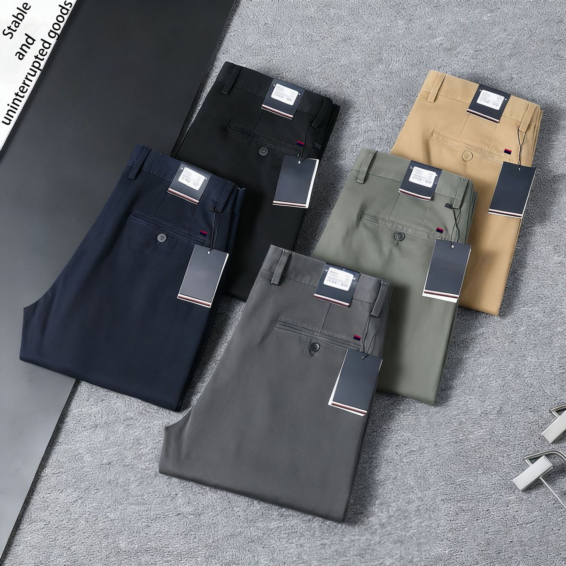 Cross-Border Wholesale New Autumn and Winter High-Quality Men's Casual Straight Business Casual Trousers Solid Color