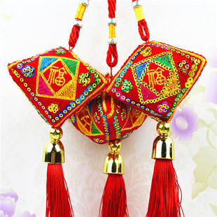 Dragon Boat Festival Sachet Sequins Ping An Fu Zongzi Sachet Rope Embroidery Stereo Embroidery Carry-on Small Pocket Car Pendant