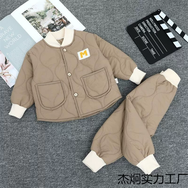 Children's demi-season down jacket, set for men and women girl's, trousers, travel homewear