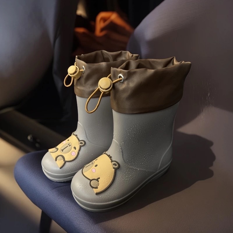Children's Rain Boots for Boys and Girls, Baby Rain Boots, Non-Slip Cuffs, Waterproof Toddler Cartoon Cuffs, Student Water Shoes