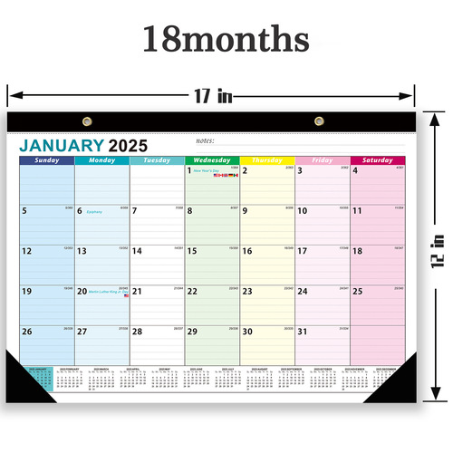 Cross-border best-selling Amazon 2024-2025 wall-mounted calendar desktop desk calendar 18-month English calendar