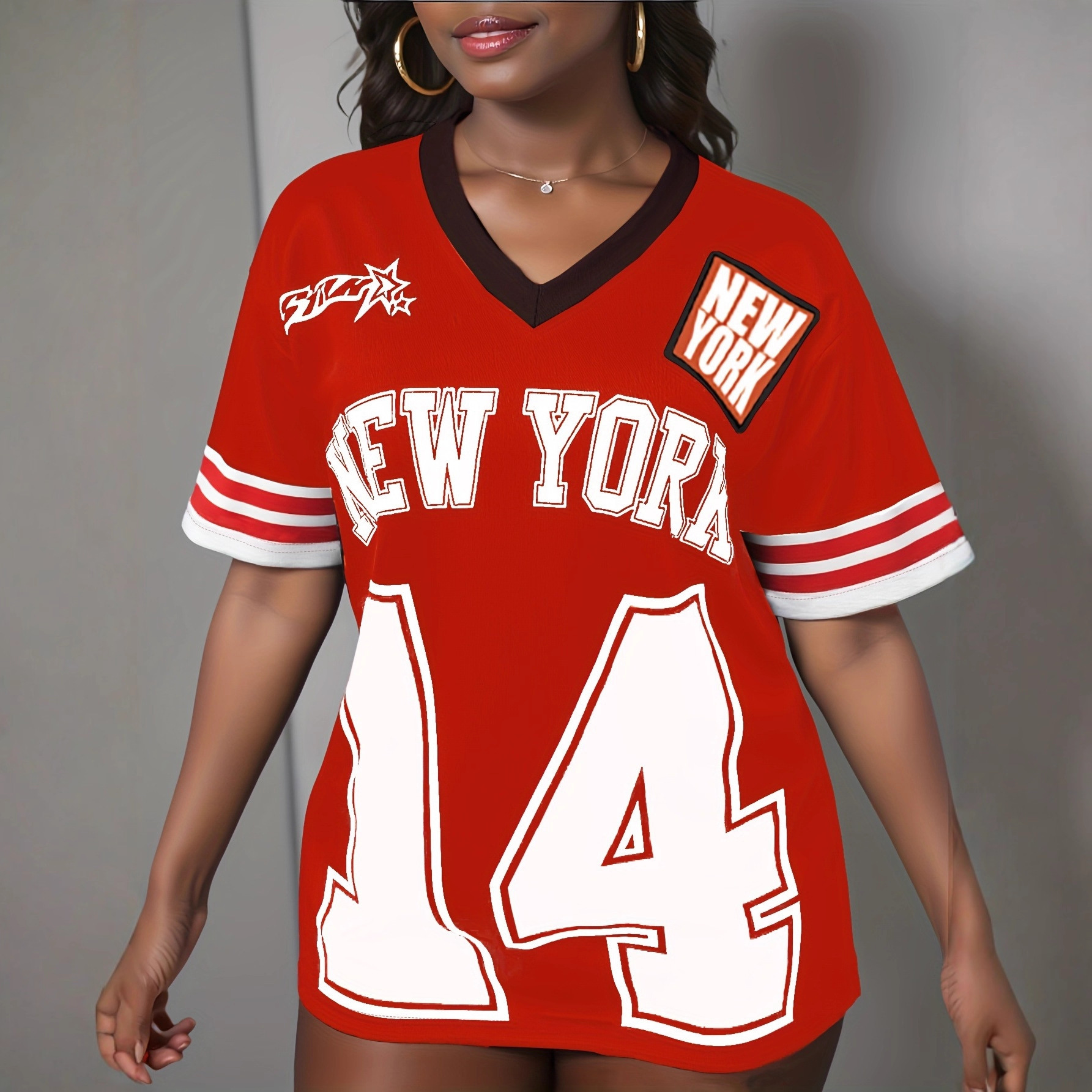 Women's Summer Fashion Short Sleeve V-Neck T-Shirt Stylish 2025 New Digital Print Loose Fit