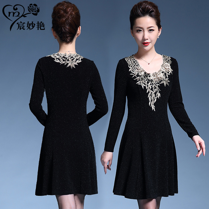 Chen Miaoyan 2022 autumn new women's slim slim long sleeve dress plus size mother manufacturers wholesale