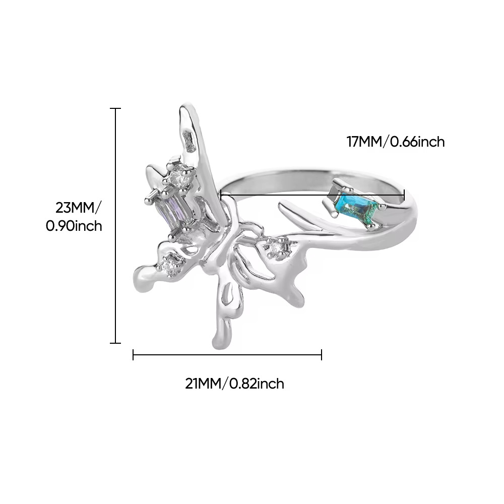 6g Weight Open Rings Classification Adjustable, One Size Ring Size 1 Piece Quantity Daily, Street Occasion Copper Material Star, Flower Pattern All Seasons Season Women's Gender Elegant, Lady Style Wholesale Jewelry Elegant Lady Star Flower Copper Open Rings 8