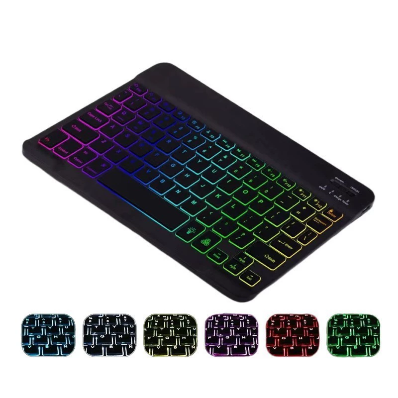 Bluetooth RGB 7-Цветной Подсветкой Клавиатура и Мышь Комплект для Планшетов и Телефонов, 10 Дюймов