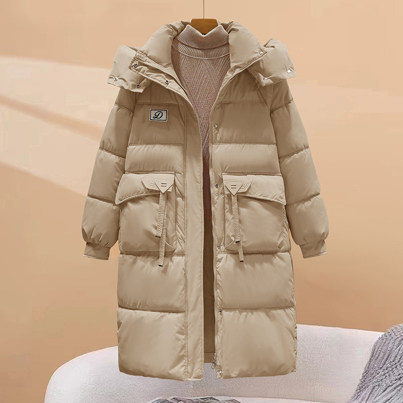 Damenbekleidung Wintermäntel Baumwolljacke für Damen mittlere Länge neue Winter verdickte über dem Knie lose Baumwolljacke_voghion.com