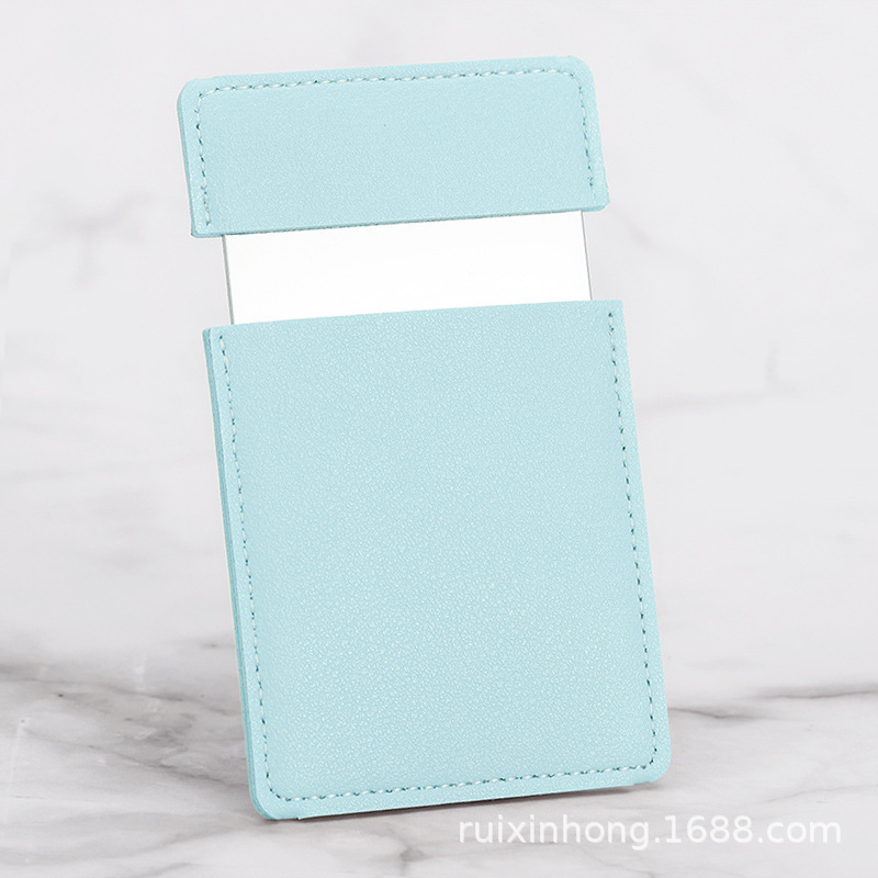 Espejo cosmético de mano de color sólido espejo cosmético de acero inoxidable espejo portátil resistente a los golpes logotipo imprimible