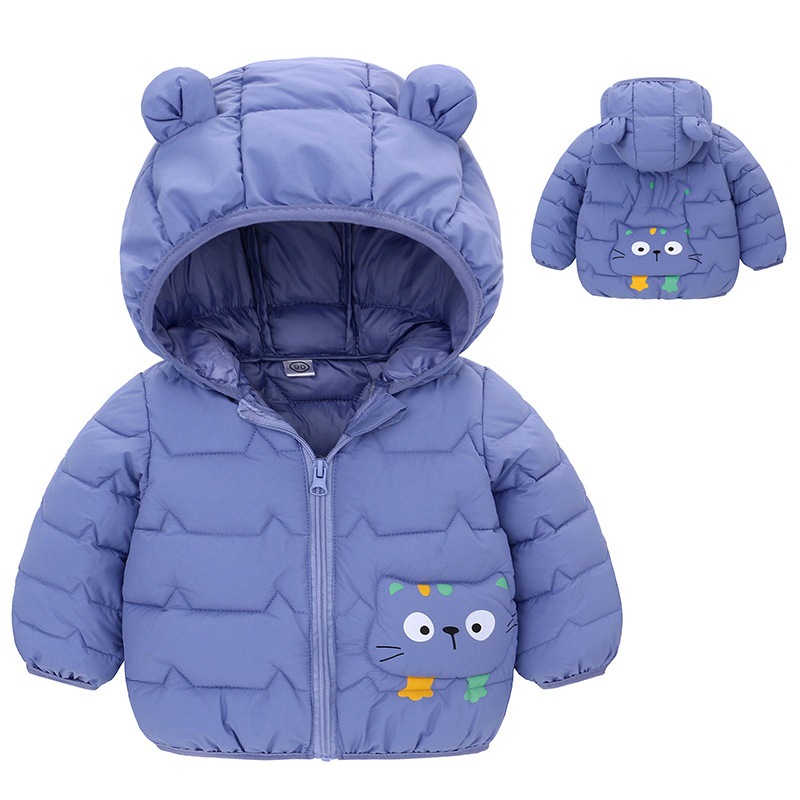 Otoño e invierno Chaqueta acolchada de algodón para niños patrón de dibujos animados para niños orejas con capucha chaqueta acolchada de algodón ligera chaqueta acolchada de algodón cálido