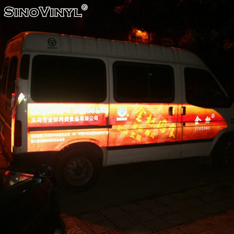 Xinlang publicidad-Grado de inyección de tinta película reflectante luminosa advertencia personalizada pegatinas Impresión logotipo reflectante coche pegatinas material