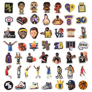 Sports Basketball Series PVC Soft Rubber Hole Shoes Flower Shoe Buckle Amazon Cross Border in stock Hand Ring Belt Accessories Wholesale