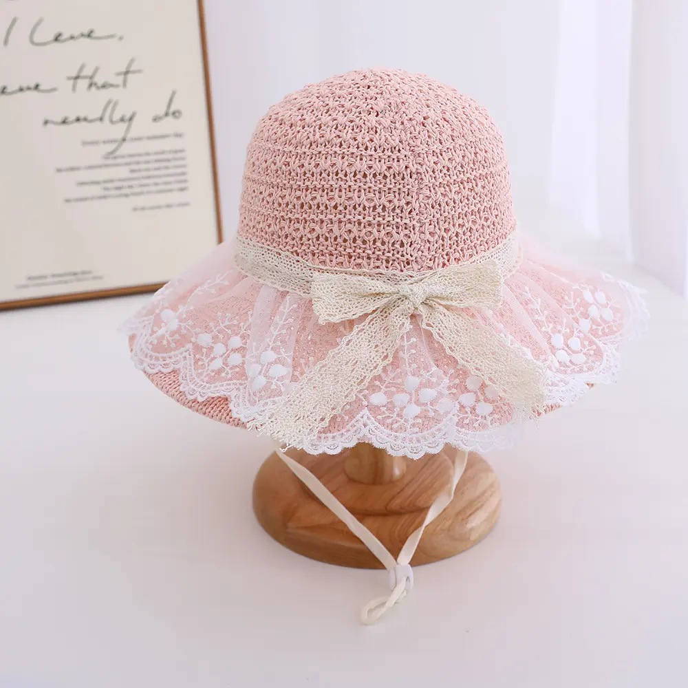 Sombrero para el sol para niñas Sombrero para el sol para niñas de estilo fino de verano Sombrero para el sol Sombrero de paja para niños de princesa de playa linda