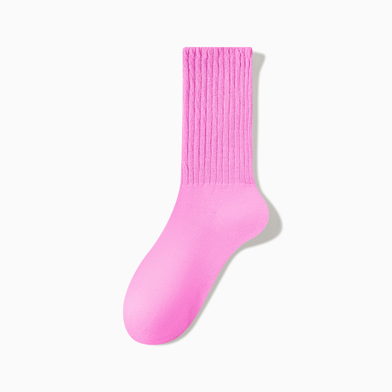 Calcetines para niñas, color sólido de alto valor, calcetines largos de tubo alto de marea callejera de todo fósforo, calcetines japoneses de primavera y verano transpirables y desodorantes