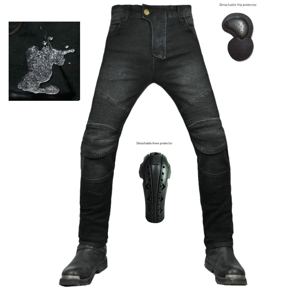 VOLERO pantalones vaqueros de la motocicleta de los hombres Cuatro Estaciones pantalones de ciclismo elásticos resistentes a la caída de la motocicleta impermeable equipo de protección alargado