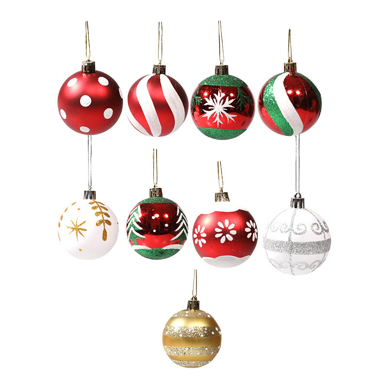 6cm色絵クリスマスボール飾り道具手描きクリスマスボールプラスチックメッキボールクリスマスツリー飾り卸売り|undefined