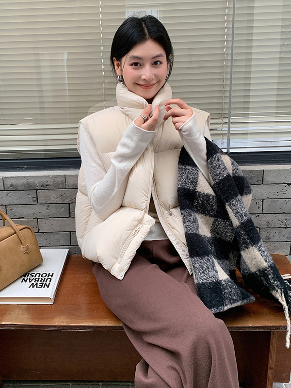2025冬季新款韩版羽绒服马甲女短款立领加厚泡芙款保暖时尚高级感|undefined