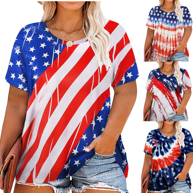 2024 Europa y América Cross-border Amazon Independent Station verano talla grande grasa mm impresión suelta camiseta estampada de manga corta