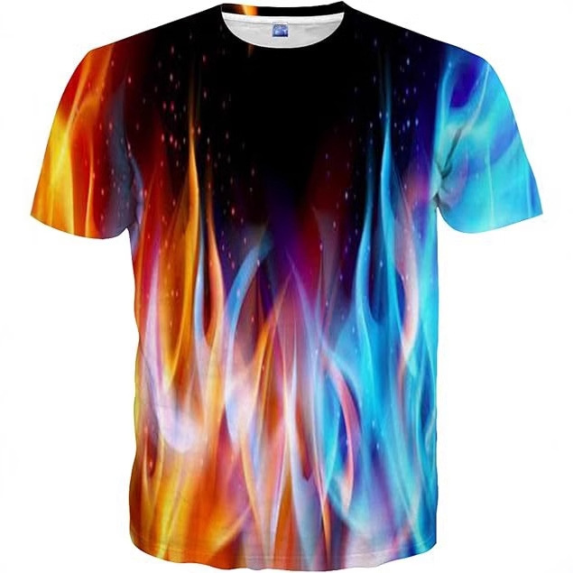 Venta caliente transfronteriza europea y americana impresión digital 3D para hombres, personalidad de la calle de verano, camiseta suelta de manga corta con cuello redondo transpirable