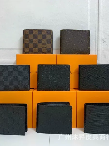 2026 New Model Genuine Leather Unisex Short Wallet Wholesale Multi-Pack Lv-Style Wallet High-Quality Foreign Trade Money Clip