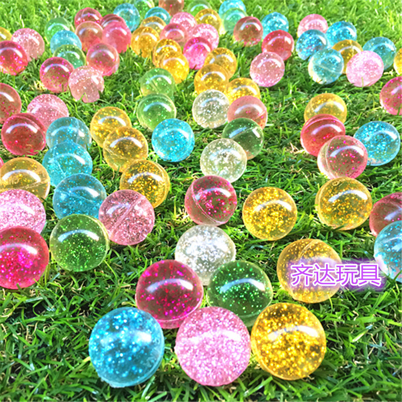 32号橡胶透明金粉弹力球 儿童投币扭蛋机玩具球 镭射亮片浮水球详情4