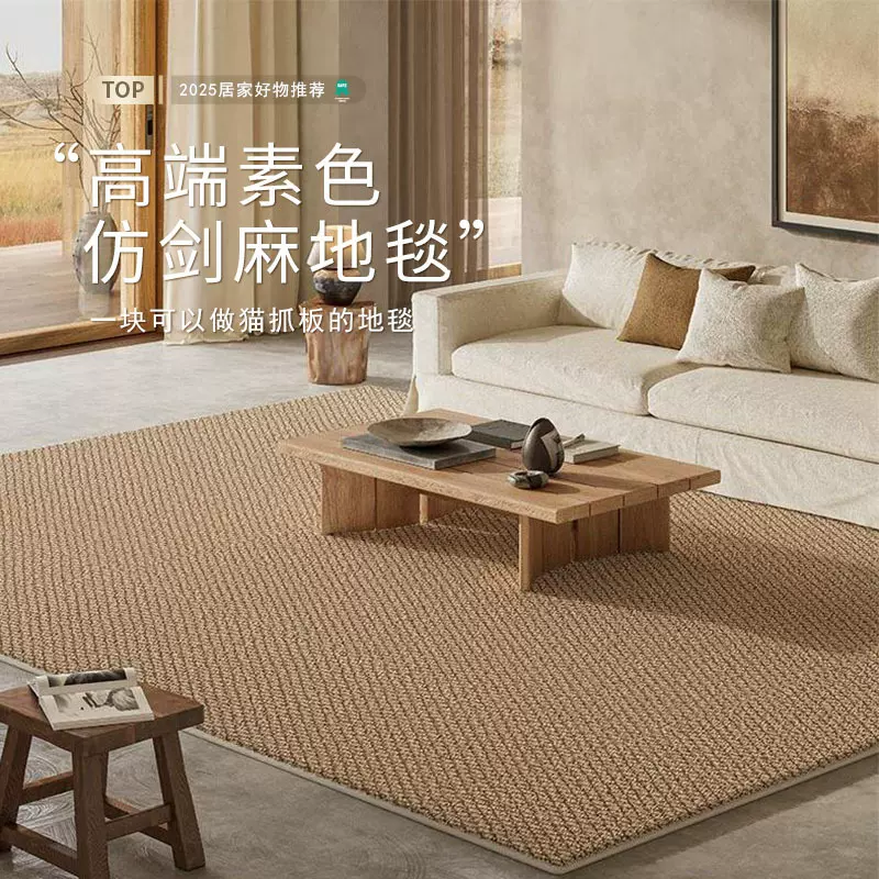 仿剑麻地毯客厅免洗可擦摄影棚卧室床边飘窗日式全铺大面积地垫子