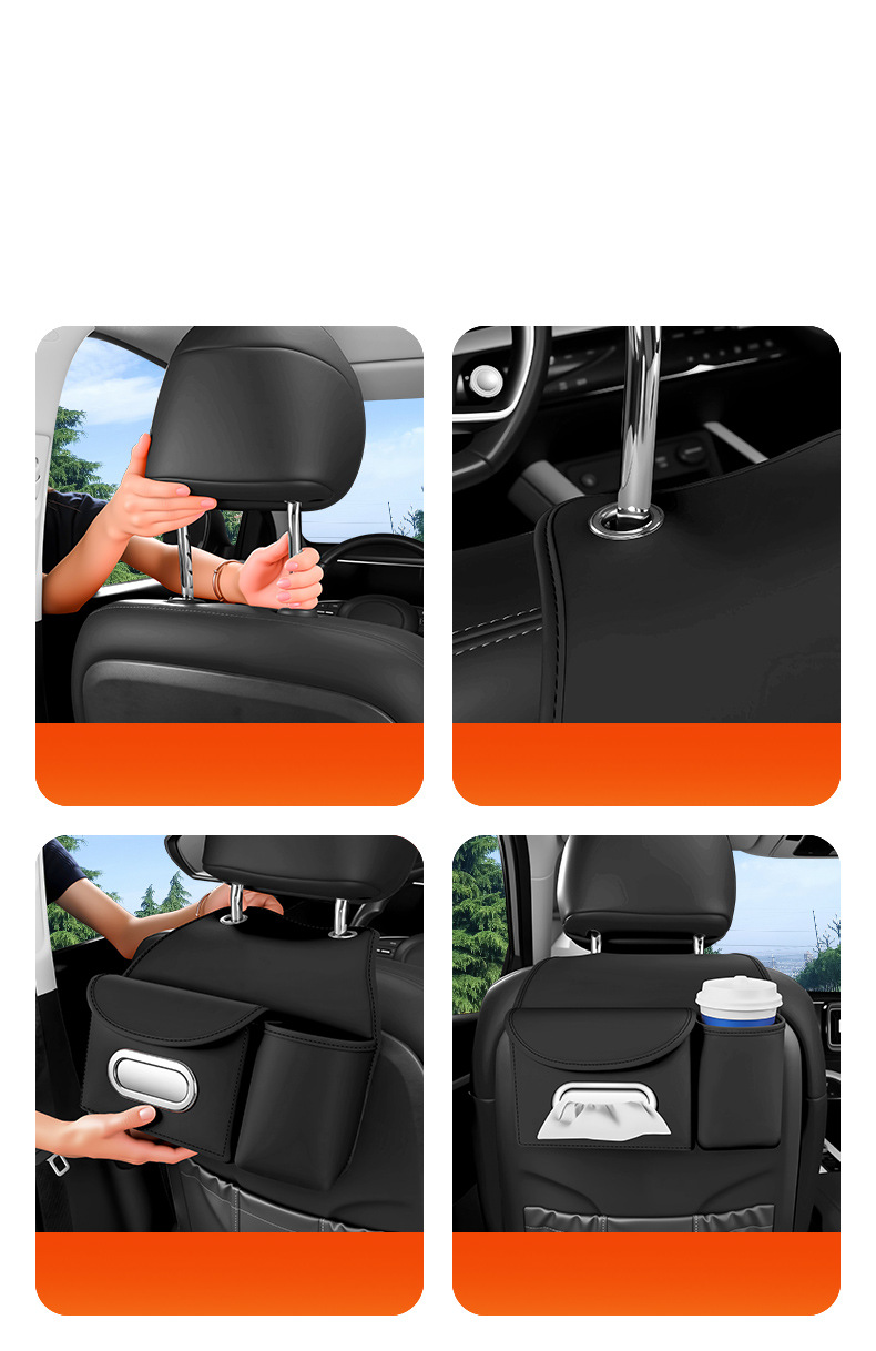 Car tissue box, seat back tissue holder, water cup holder, hanging car tissue cover, multifunctional storage