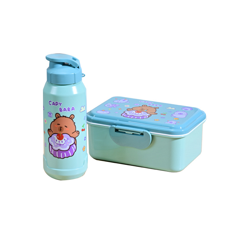 Capybara Lunch Box and Water Cup Set, Large Capacity, Microwaveable Lunch Box, Portable and Stylish Lunch Box for Students 5