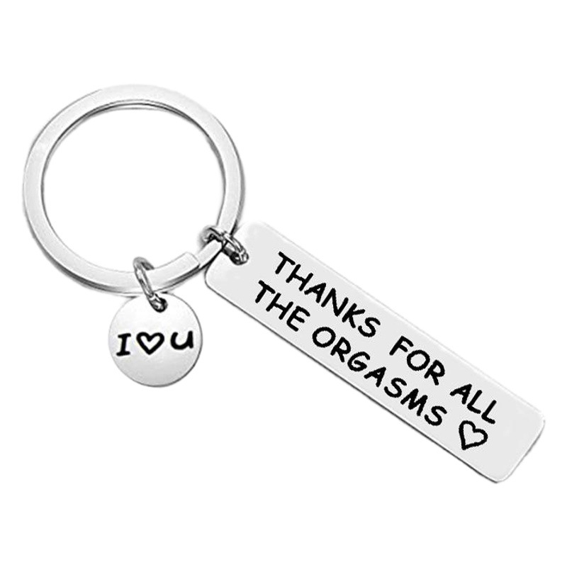 Nuevo llavero de acero inoxidable gracias por todos los orgasmos pareja negro humor regalo