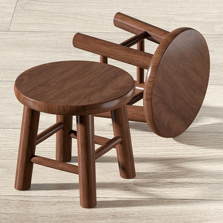 Solid Wood Small Stool for Home Use in the Living Room, Modern and Simple, Old-Fashioned Small Bench, Coffee Table Stool, Round Stool, Square Stool, Low Stool, Wooden Stool