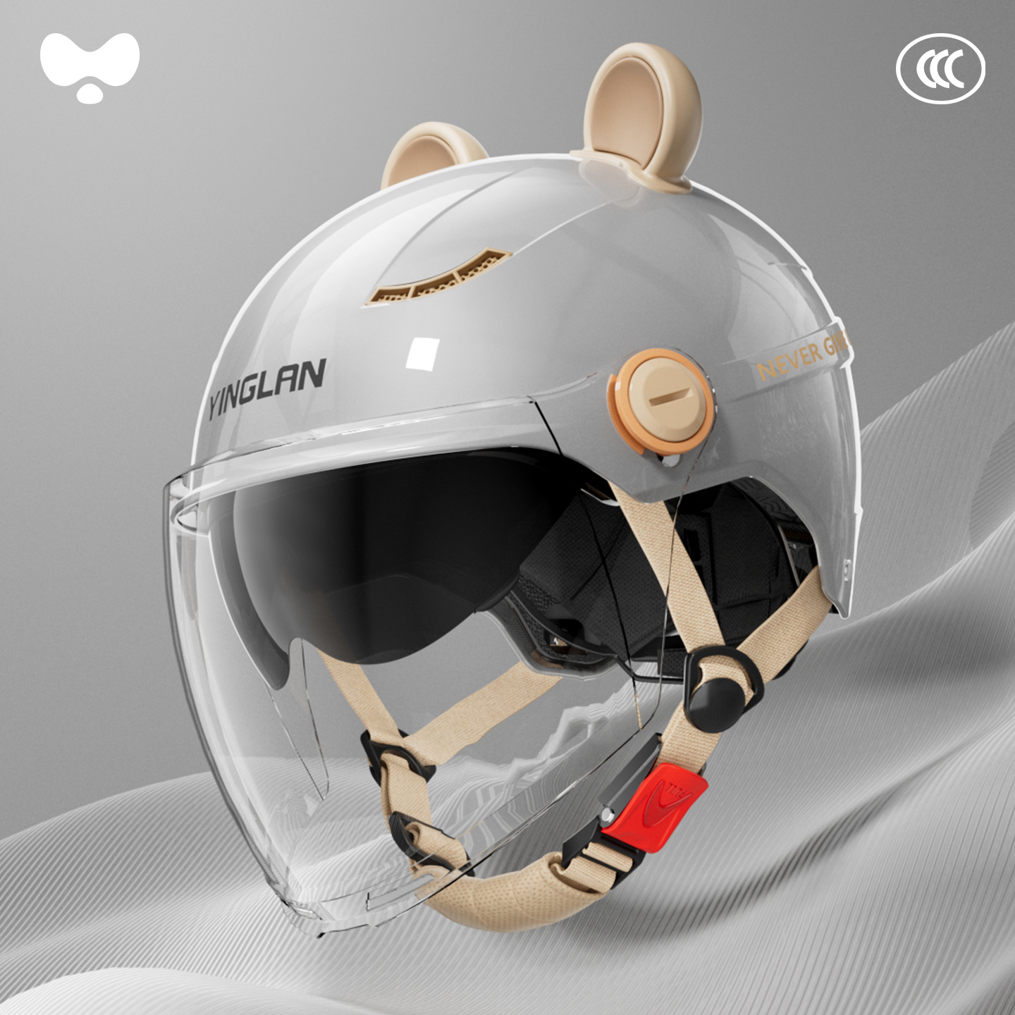 Warm Motorcycle: Universal Motosiklet kaskı (dəbilqə) - 3c-volcanic-ash-outer-long-double-mirror-class-a-new-national-standard