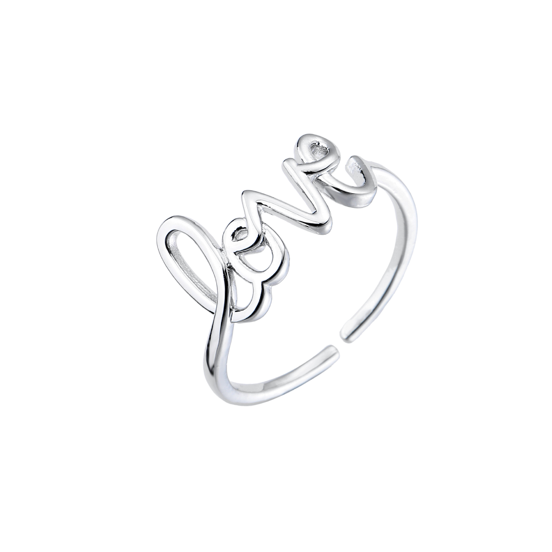 Letter Pattern Fashion Copper Gold Plated Love English Letter Micro-set Zircon Open Ring