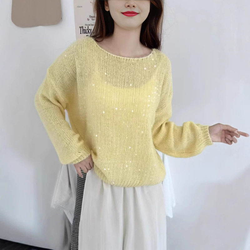 Mohair Thin Casual Sweater Blouse for Women, New Spring and Autumn Style, Sun-Protective Hollow-Out Knitwear, Summer Lazy Style Top Mohair Thin Casual Sweater Blouse for Women, New Spring and Autumn Style, Sun-Protective Hollow-Out Knitwear, Summer Lazy Style Top