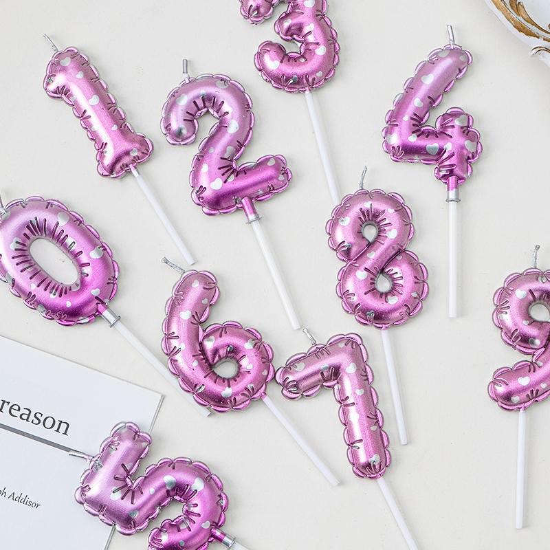 Ins velas de cumpleaños coreanas horneado pastel decoración decoración globo vela digital complemento vela rosa vestir