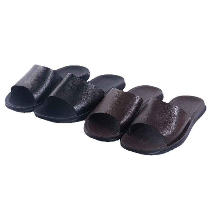 Dép đi trong nhà quai ngang cho cặp đôi, chống trượt, thoáng khí, đế dày 1,5–3,5 cm — Đen toàn bộ