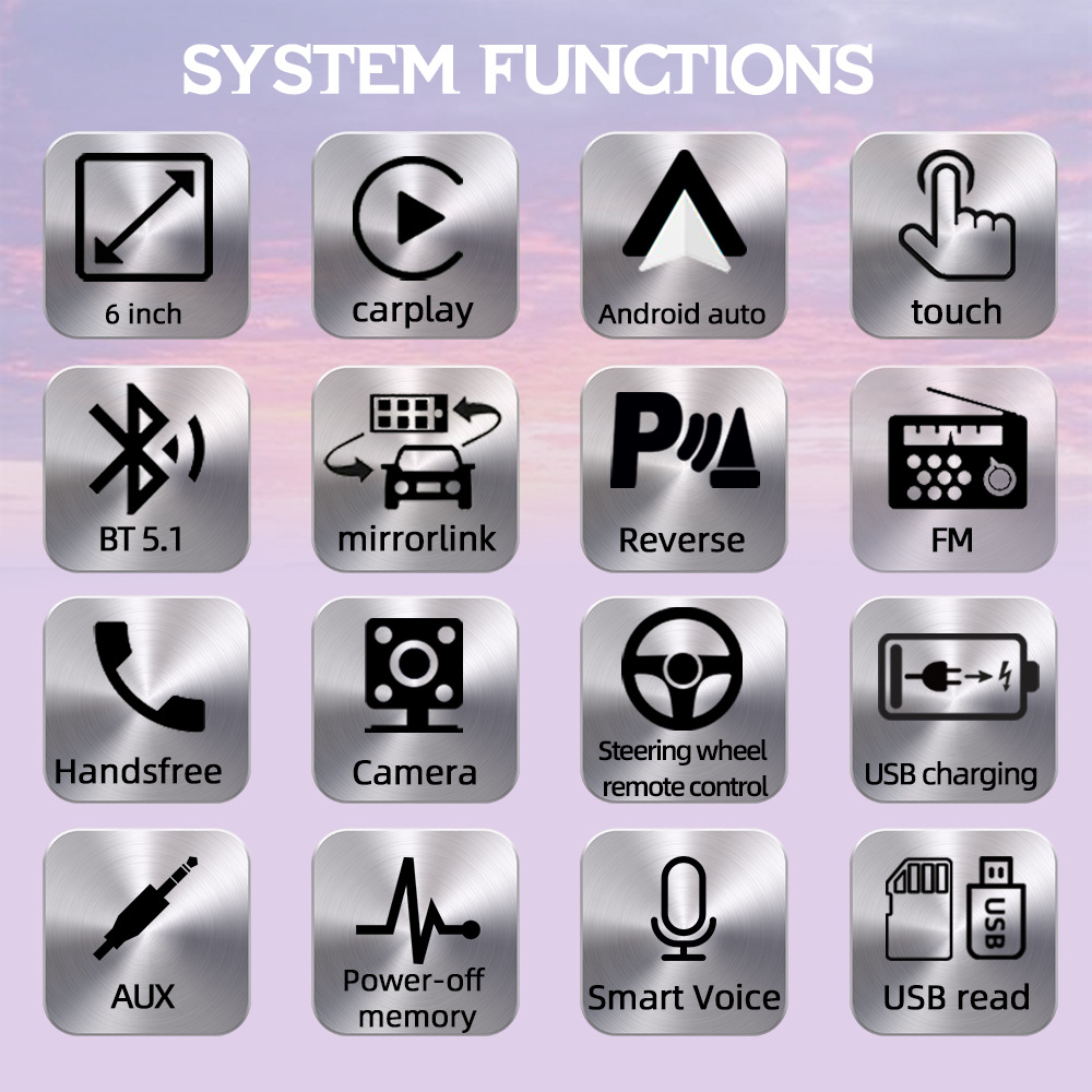 6.2inch Single-Cylinder Wired Carplay Android Auto Car Bluetooth Mp5 Player Radio Reversing Priority 12V