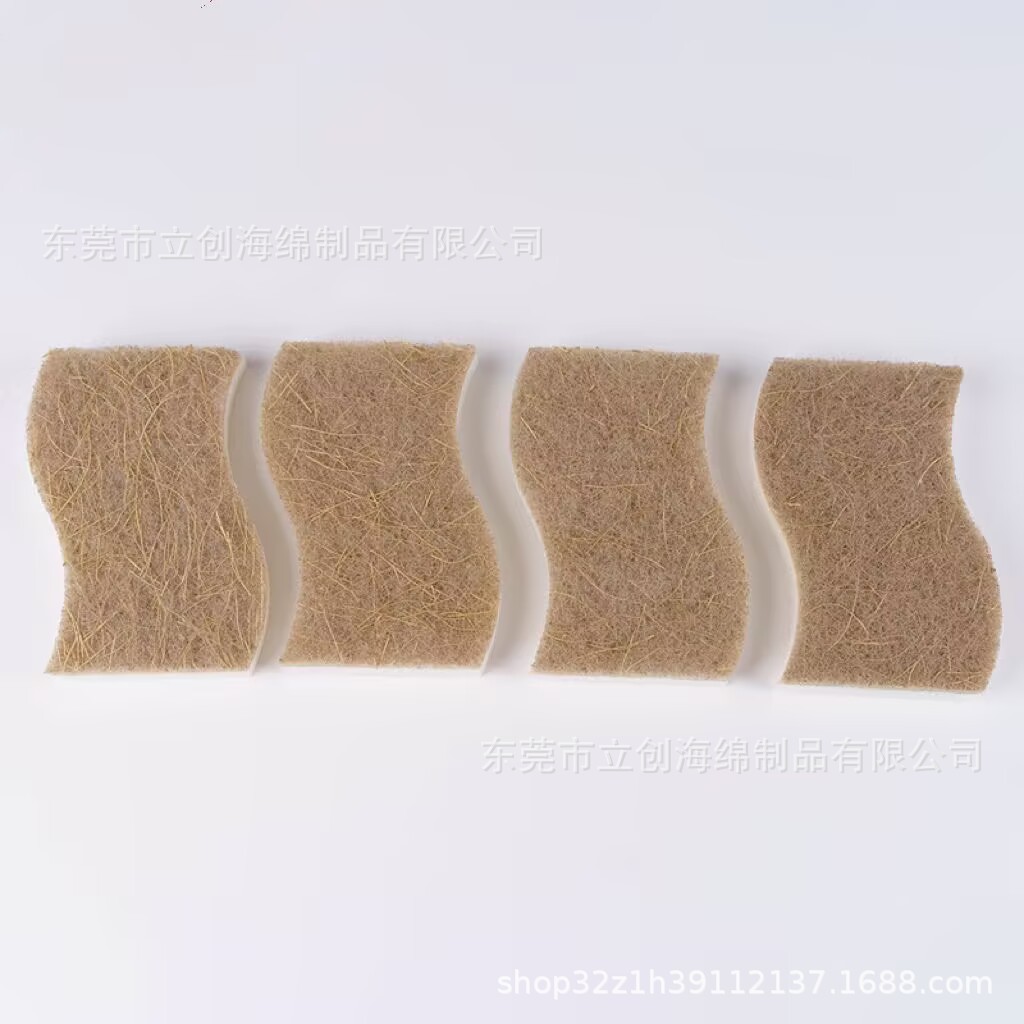 Pulpa de madera de palma de coco biodegradable natural, limpieza de algodón, cocina doméstica, cepillo, artefacto, limpieza compuesta de doble cara, bloque de esponja para lavar platos