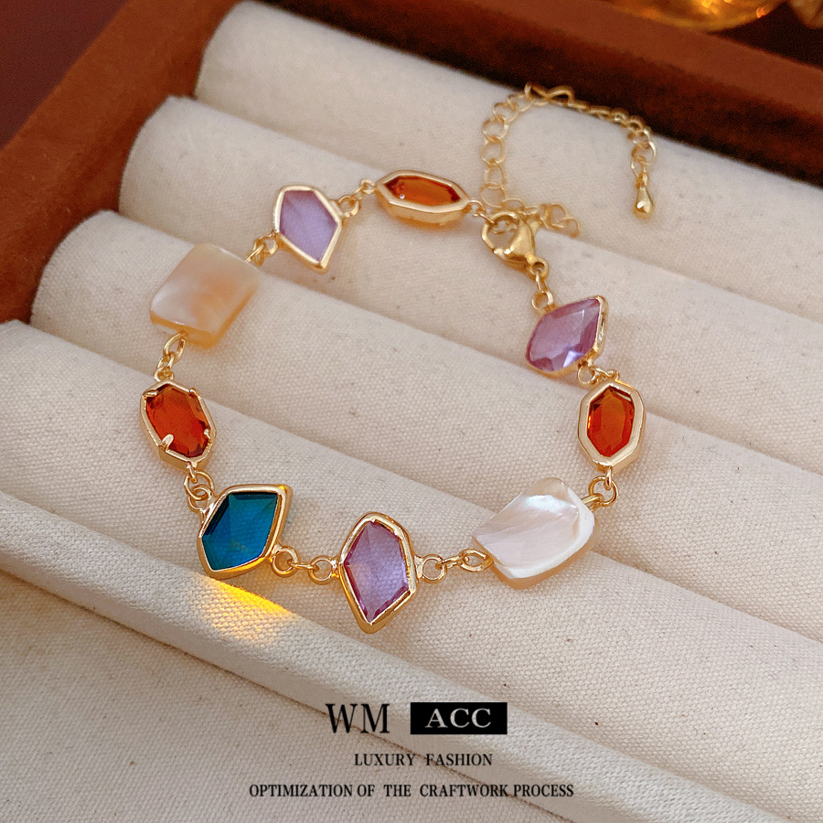 Medieval vintage conchas cuadradas pulsera collar lujo ligero nicho conjunto de alta sensación de moda retro joyería mujer image 4