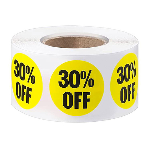 Wholesale product discount stickers 10% to 60%, retail promotion sticker labels