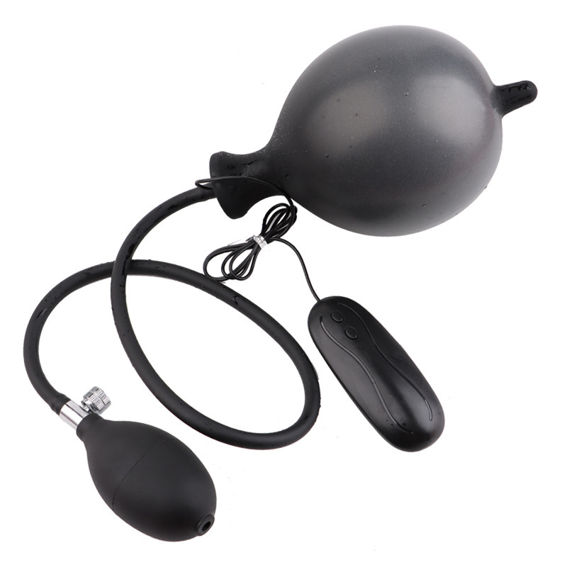 Inflatable Vibrating Anal Plug, 10-Frequency Silicone Expanding Prostate Massager, Black — detail image 5