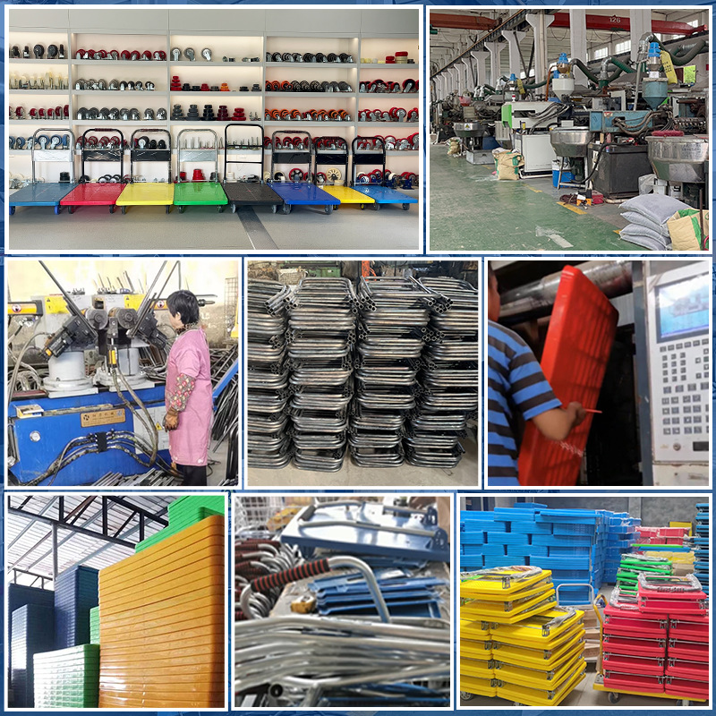 ✅静音手推车物流搬运车拉货塑料加厚手拉车仓库小推车折叠平板车