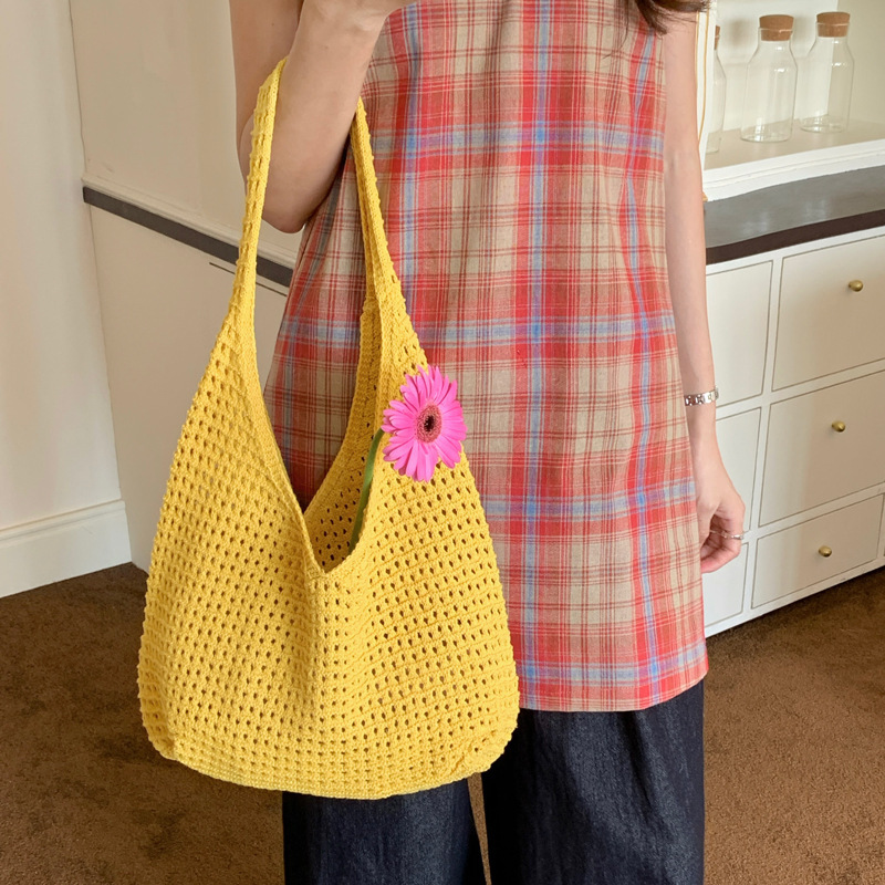 New Hollow Net Pocket Ins Style Knitted Woven Bag Fashionable Summer Large Capacity Lazy Style Single Shoulder Knitted Bag