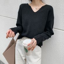 慵懒风V领毛衣女2025秋冬新款韩版宽松上衣设计感小众打底针织衫