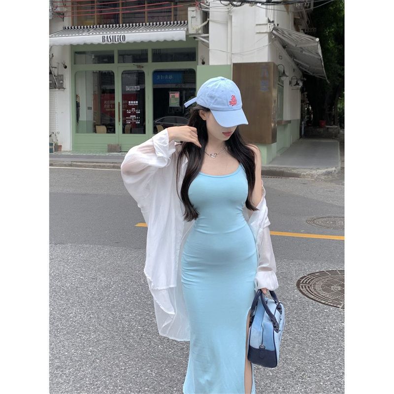 Summer Korean Style Pure Lust Sexy Suspender Dress Women's Design Slit Slimming Hip-Hugging Mid-Length Skirt Summer Korean Style Pure Lust Sexy Suspender Dress Women's Design Slit Slimming Hip-Hugging Mid-Length Skirt