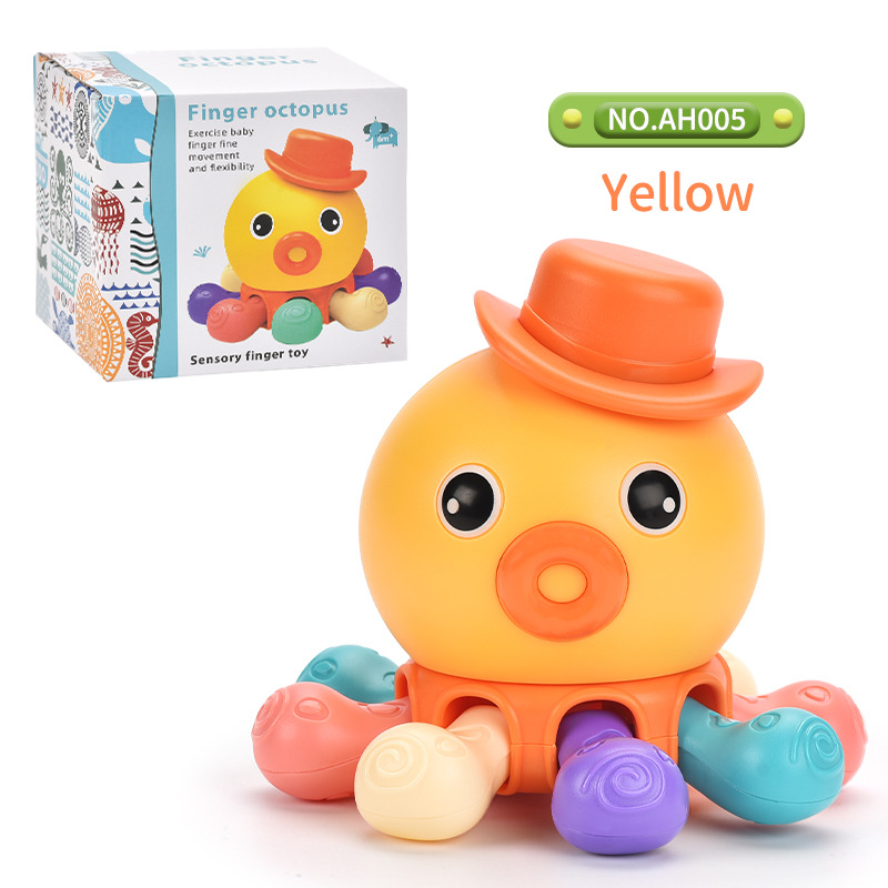 Nuevos productos transfronterizos 0 - 3 dedos ejercicio de color juguetes cognitivos amazon pulpo divertido roer juguetes para niños