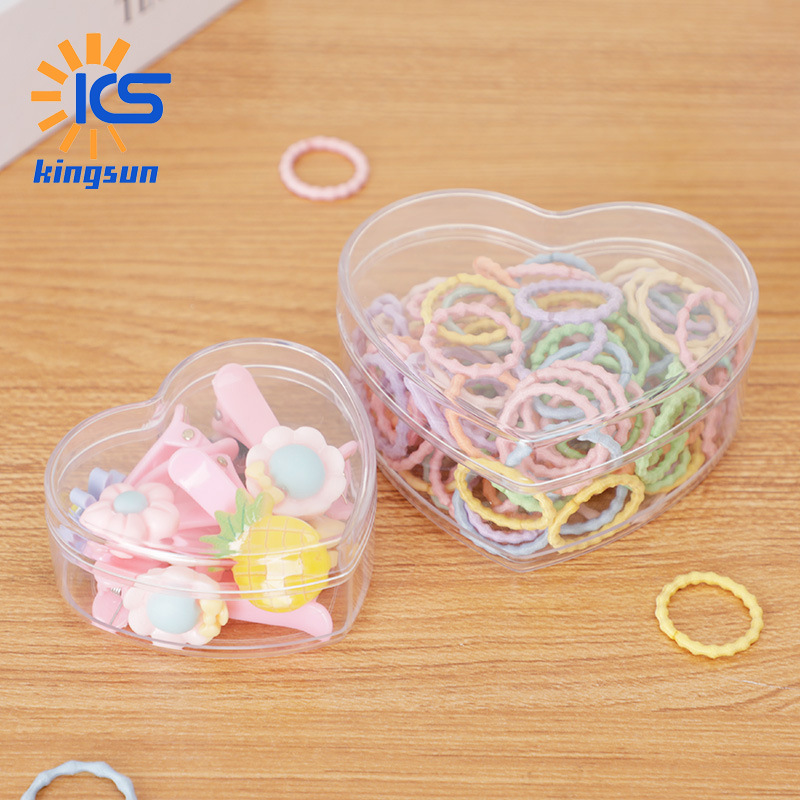 Creative flat heart-shaped candy box transparent hollow plastic box love candy box nail polish glitter storage box