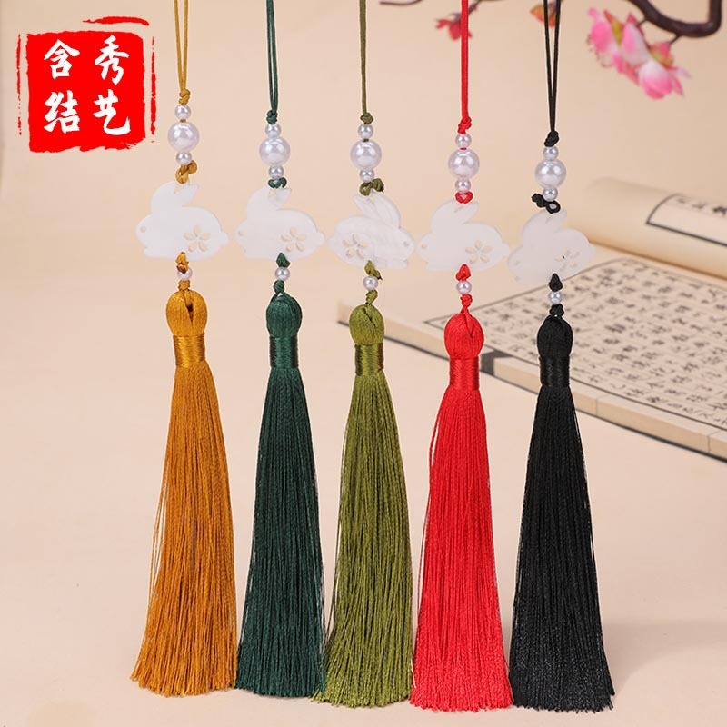 中秋节醋酸白玉兔子流苏流苏吊坠古风汉服旗袍腰佩压襟服装辅料|undefined