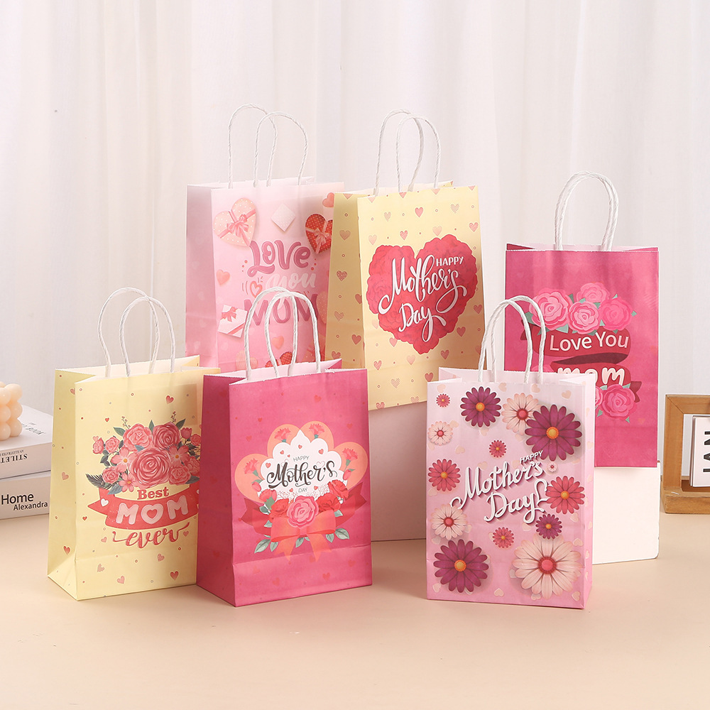 节日手提袋印花牛皮纸纸袋礼品袋子礼物袋商场购物包装袋印logo