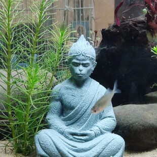 Fish Tank Ornaments Aquarium Landscaping Sun Wukong Buddha Statue Buddha Head Bonsai Micro Landscape Decoration Aquatic Plants Shelter Hole